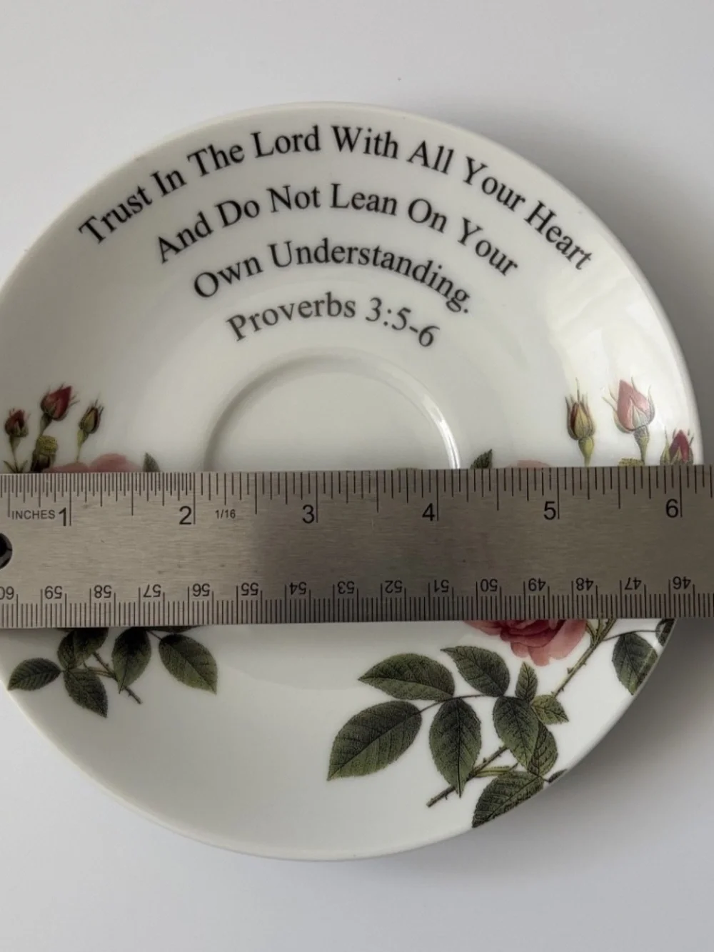 Kent Pottery - Pink & Green Floral China Tea Cup & Saucer Set - Proverbs 3:5-6